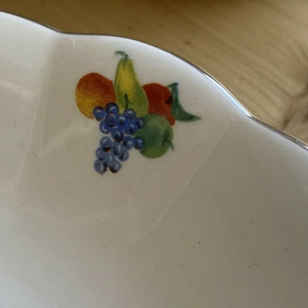 Vintage WS George Georgette Fruit Pattern dessert bowls and serving bowl